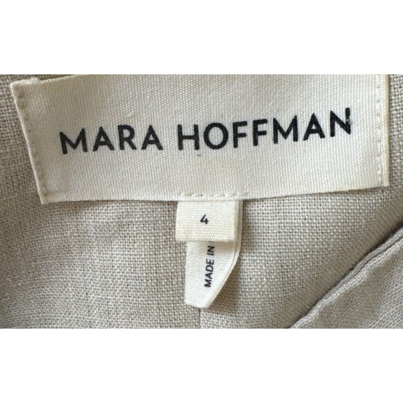 Mara Hoffman Size 4 100% Hemp Maxi Beige Dress Tie Front USA Made - Picture 6 of 16